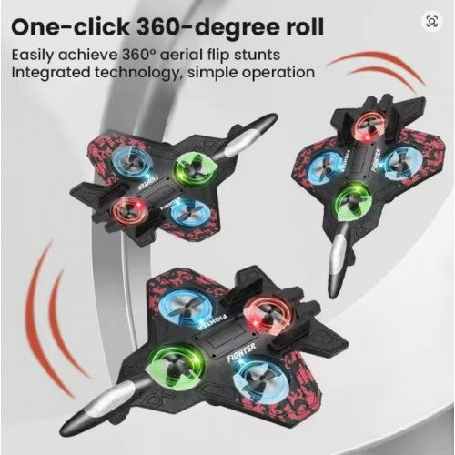 Rc Glider Flying Toy With Light Jet Airplane 2.4G EPP Stunt Remote Control Foam Fighter Plane Toys for Boys Kids